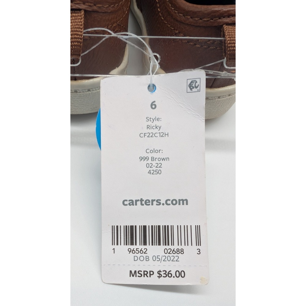 Carter's Slip On Ricky Shoe Toddler Boy's Size 6 Brown Boat Shoe Loafers Easy On - Picture 4 of 6